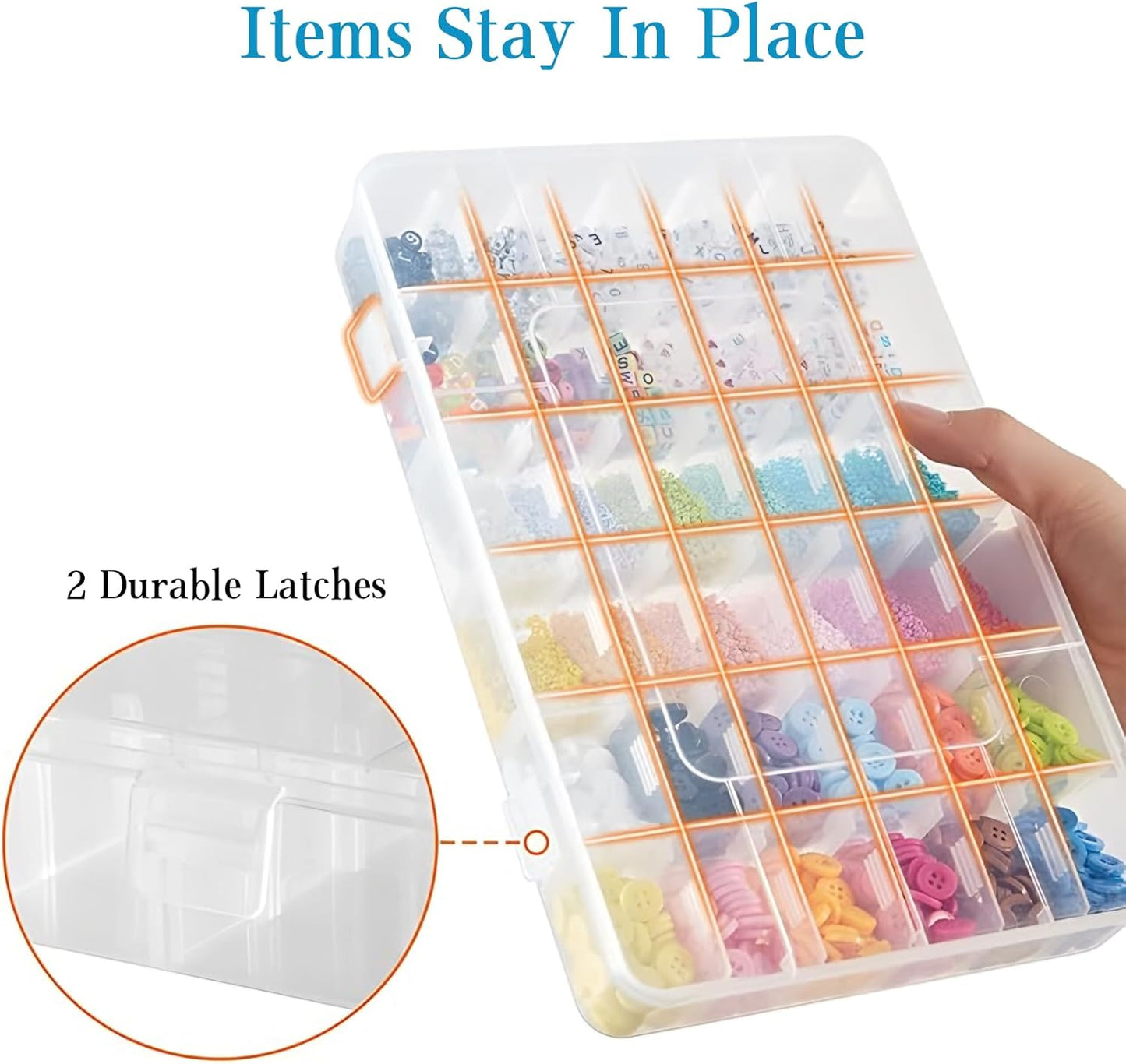 36 Grids Plastic Organizer Storage Container Box, Clear Removable Grid Box Organizer for Jewelry Tackle V1259-DP01-A-2537