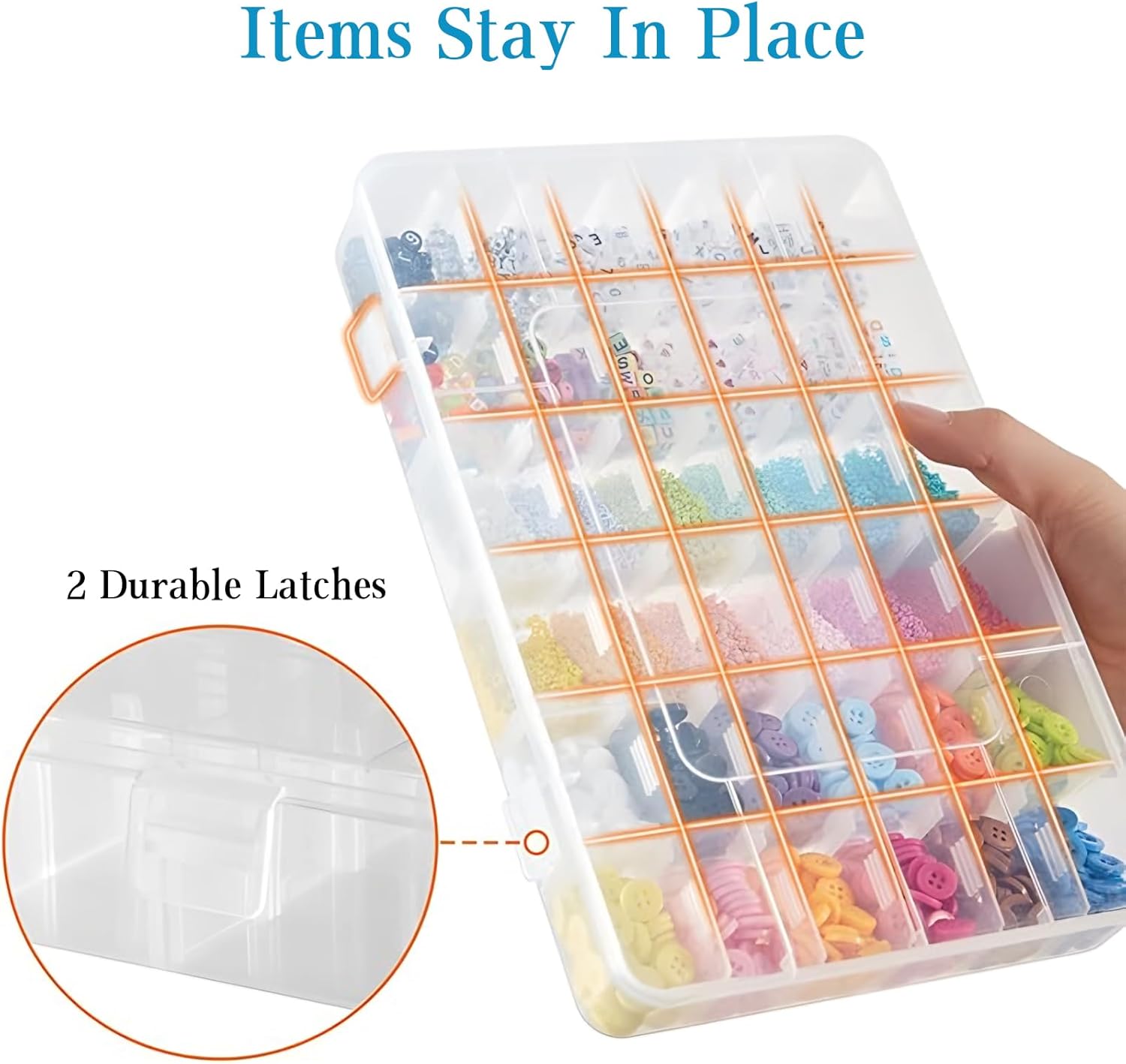 36 Grids Plastic Organizer Storage Container Box, Clear Removable Grid Box Organizer for Jewelry Tackle V1259-DP01-A-2537