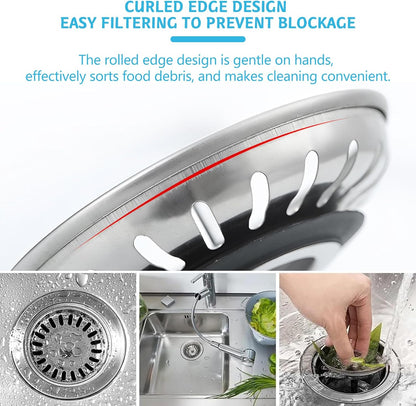 2 Pack Kitchen Sink Strainer, Stainless Steel Sink Drain Stopper, 3.15 Inch/8cm Sink Plug V1259-DP01-A-2547