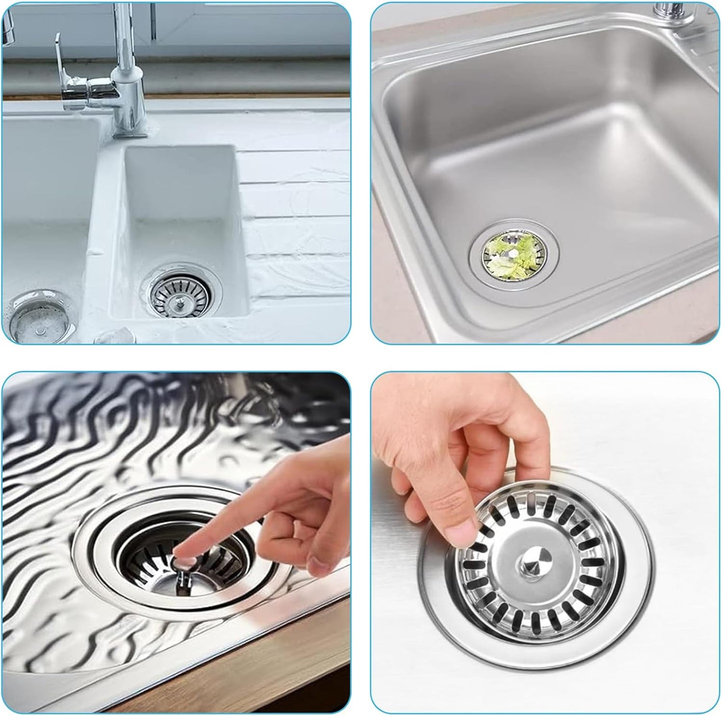2 Pack Kitchen Sink Strainer, Stainless Steel Sink Drain Stopper, 3.15 Inch/8cm Sink Plug V1259-DP01-A-2547