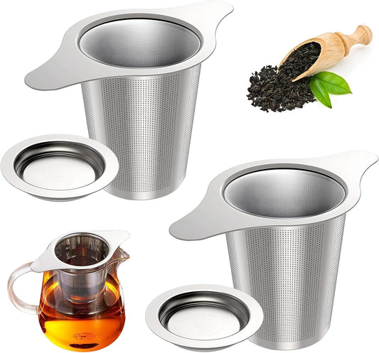 2 Pack Tea Infuser Stainless Steel Mesh Strainer, Tea Strainer Steeper Filter with Double Handles for Hanging V1259-DP01-A-2549