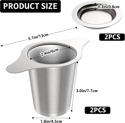 2 Pack Tea Infuser Stainless Steel Mesh Strainer, Tea Strainer Steeper Filter with Double Handles for Hanging V1259-DP01-A-2549