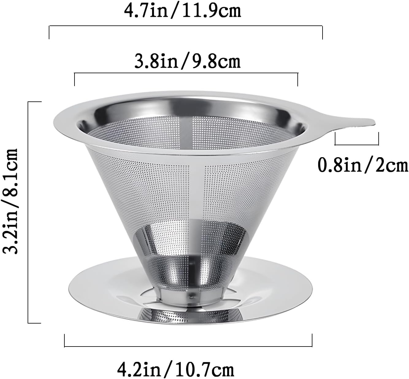 Pour Over Coffee Dripper, Reusable Stainless Steel Pour Over Coffee Filter Paperless Permanent Coffee V1259-DP01-A-2552