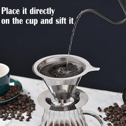 Pour Over Coffee Dripper, Reusable Stainless Steel Pour Over Coffee Filter Paperless Permanent Coffee V1259-DP01-A-2552