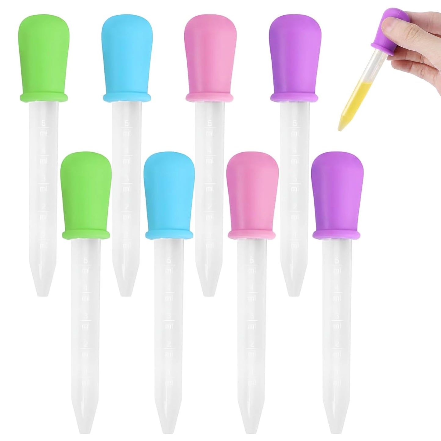 8 Pcs Silicone Liquid Droppers, 5ML Plastic Eye Dropper Pipettes for Science Experiments Gummy Making Kitchen V1259-DP01-A-2561