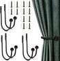 6 Pcs Curtain Holdbacks Curtain Tiebacks, U Shaped Curtain Hooks Wall Mount Window Curtain Holder (Black) V1259-DP01-A-2562