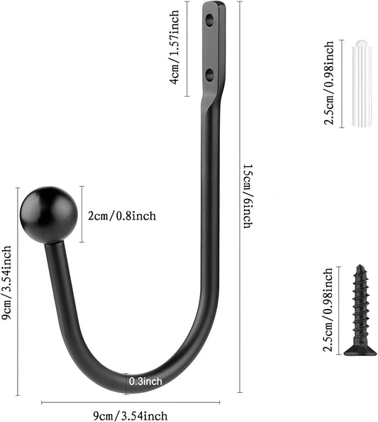 6 Pcs Curtain Holdbacks Curtain Tiebacks, U Shaped Curtain Hooks Wall Mount Window Curtain Holder (Black) V1259-DP01-A-2562