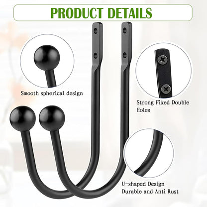 6 Pcs Curtain Holdbacks Curtain Tiebacks, U Shaped Curtain Hooks Wall Mount Window Curtain Holder (Black) V1259-DP01-A-2562