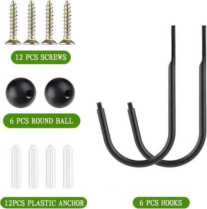 6 Pcs Curtain Holdbacks Curtain Tiebacks, U Shaped Curtain Hooks Wall Mount Window Curtain Holder (Black) V1259-DP01-A-2562