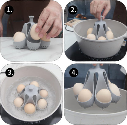 Silicone Egg Boiler Rack, Egg Poacher Egg Boiler Holder Holds 6 Eggs for Easy Cooking and Fridge Storage, V1259-DP01-A-2566