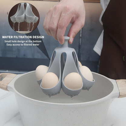 Silicone Egg Boiler Rack, Egg Poacher Egg Boiler Holder Holds 6 Eggs for Easy Cooking and Fridge Storage, V1259-DP01-A-2566