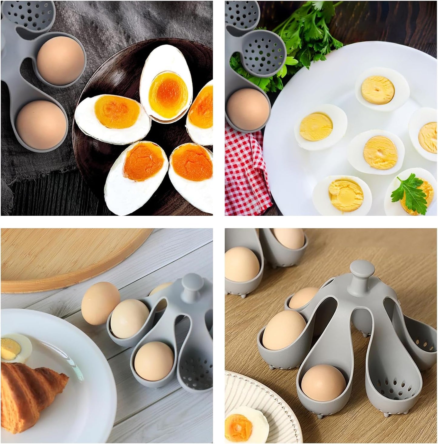 Silicone Egg Boiler Rack, Egg Poacher Egg Boiler Holder Holds 6 Eggs for Easy Cooking and Fridge Storage, V1259-DP01-A-2566
