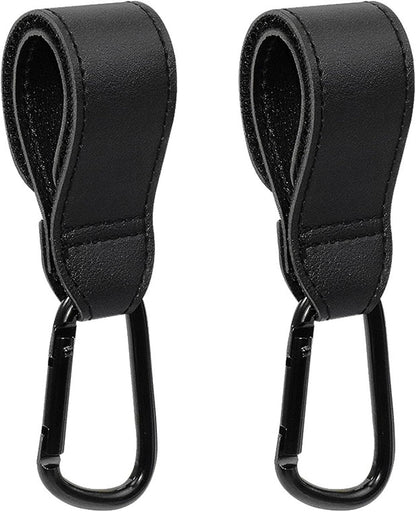 Baby Stroller Hooks, 2 PCS Leather Heavy Duty Mommy Hook with Adjustable Strap for Hanging Diaper Bag, V1259-DP01-A-2574