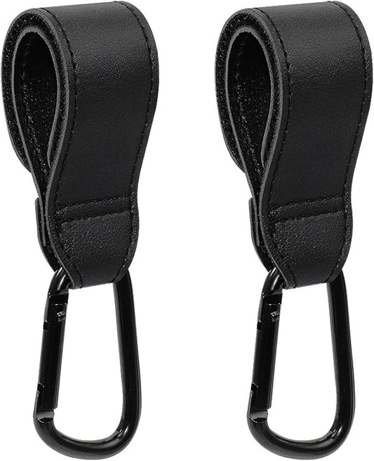 Baby Stroller Hooks, 2 PCS Leather Heavy Duty Mommy Hook with Adjustable Strap for Hanging Diaper Bag, V1259-DP01-A-2574