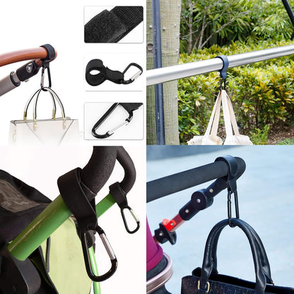 Baby Stroller Hooks, 2 PCS Leather Heavy Duty Mommy Hook with Adjustable Strap for Hanging Diaper Bag, V1259-DP01-A-2574