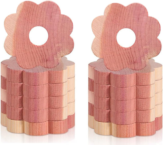 12 Pcs Cedar Blocks for Clothes Storage, Cedar Wood Flowers Rings Natural Aromatic Cedar Accessories for V1259-DP01-A-2578