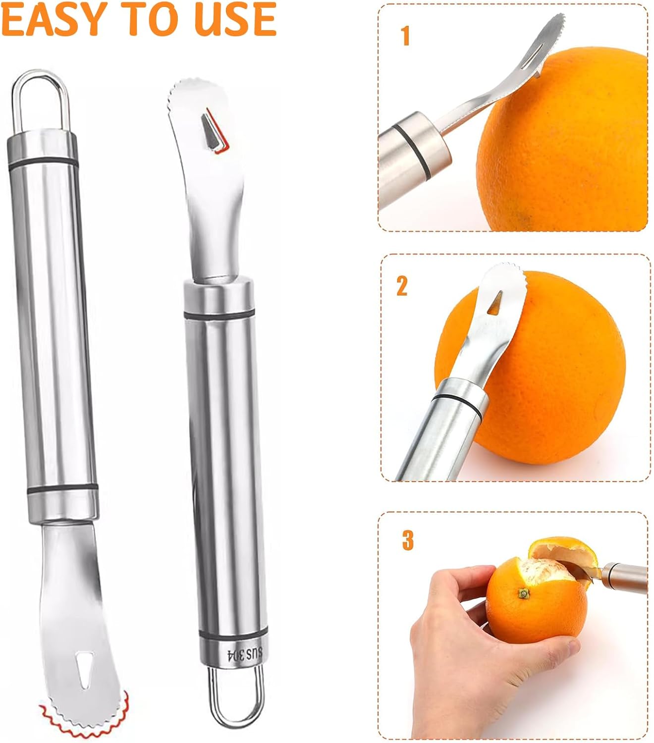 Stainless Steel Orange Peeler Tool Grapefruit Knife, Lemon Citrus Peel Cutter Vegetable Slicer Fruit Tools V1259-DP01-A-2581