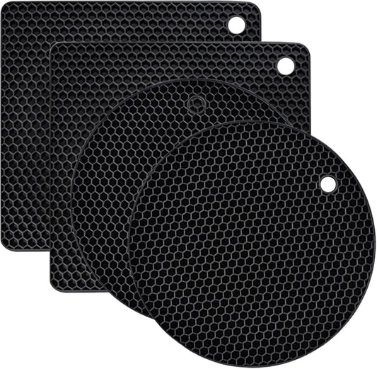 4 Pack Silicone Trivet Mats, Heat Resistant Pot Holders Non-Slip Hot Pads for Kitchen, Silicone Trivets for V1259-DP01-A-2583