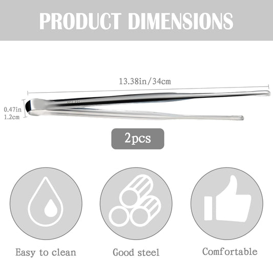 2 Pcs BBQ Kitchen Tongs, Stainless Steel Heat Resistant Tweezer Tongs Utensils for Kitchen Cooking, Grilling V1259-DP01-A-2584