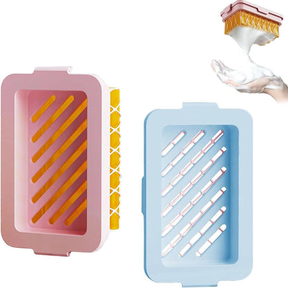 2 Pack Soap Holder Bar Soap Dish with Drain, Non-Slip Soap Box with Fixed Soap Net for Bathroom Gym (Pink, V1259-DP01-A-2586