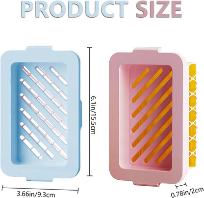 2 Pack Soap Holder Bar Soap Dish with Drain, Non-Slip Soap Box with Fixed Soap Net for Bathroom Gym (Pink, V1259-DP01-A-2586