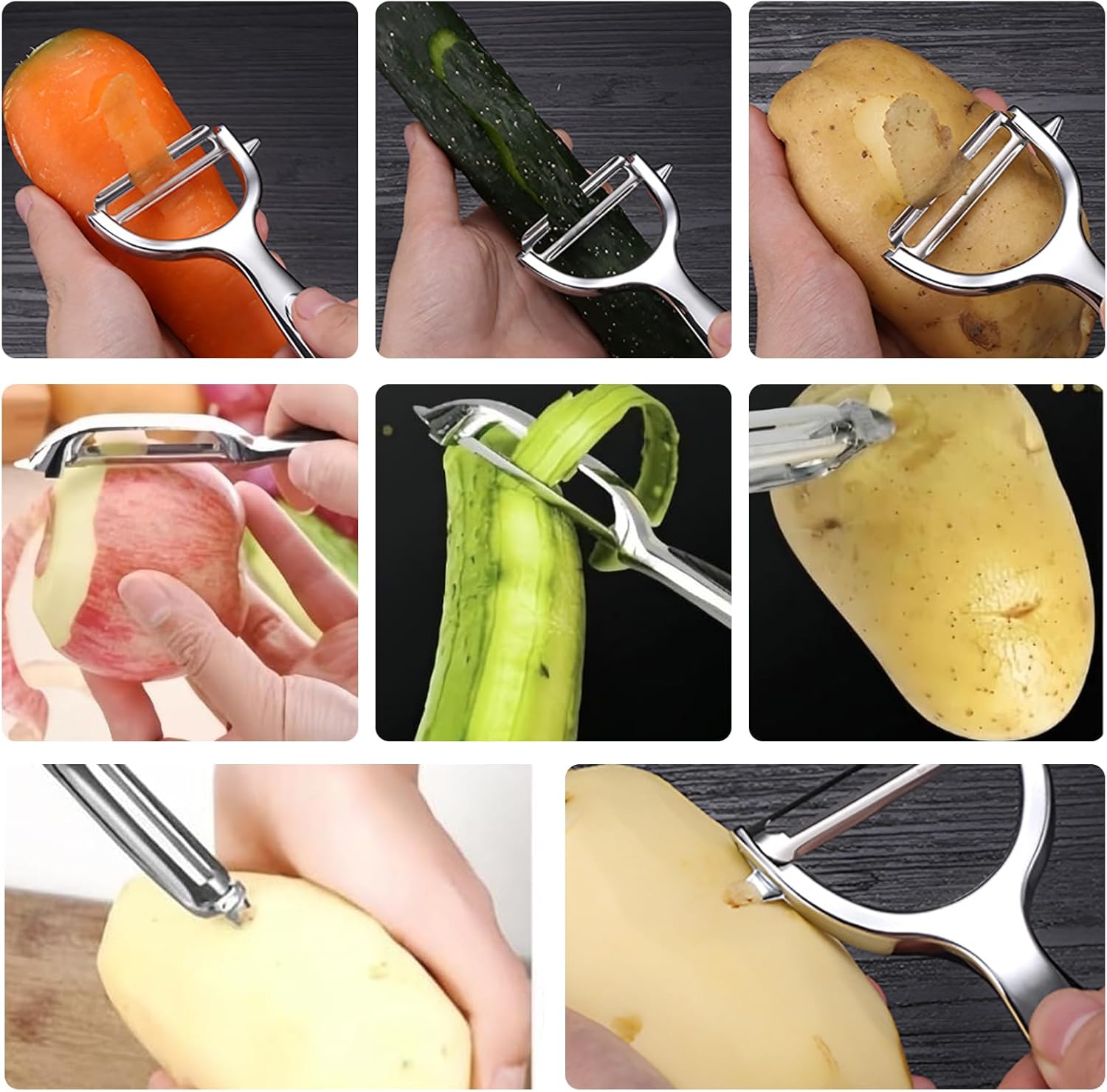 Vegetable Peeler Swivel Potato Peelers, Multifunction Peeler Set, Sharp Stainless Steel Blades and Ergonomic V1259-DP01-A-2588