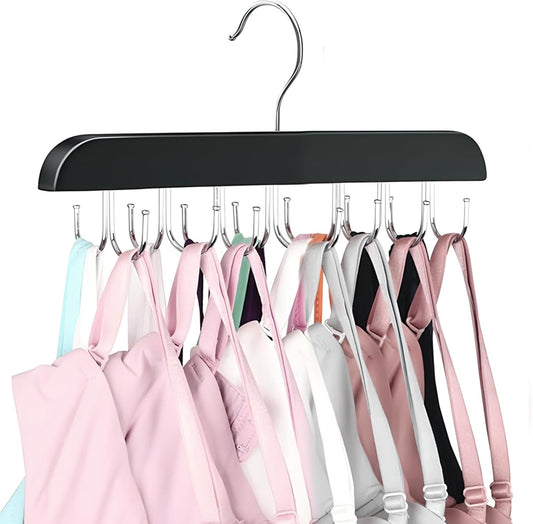 Belt Hanger Bra Hanger Tie Rack, Belt Organizer for Closet Accessories with 14 Hooks, Sturdy Wood for Closet V1259-DP01-A-2590