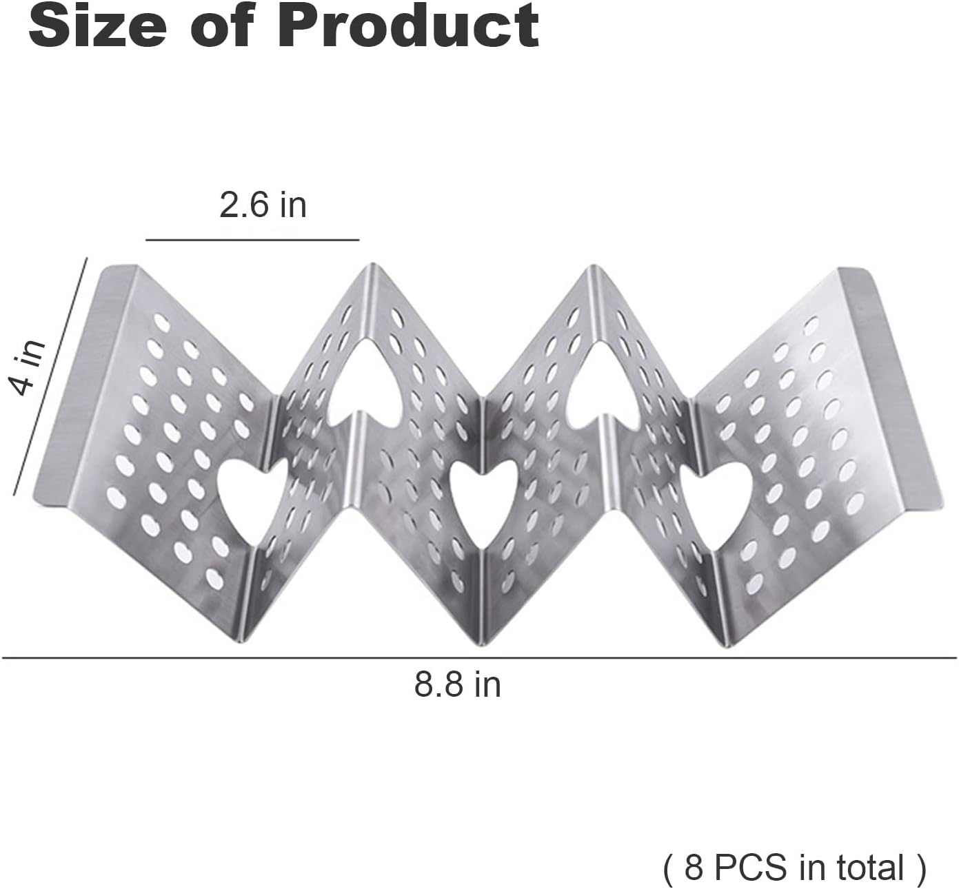 Taco Holders Taco Stand, 8 Packs Stainless Steel Taco Stand Rack Tray Hollow Corn Holders Can Hold 2 or 3 V1259-DP01-A-2595