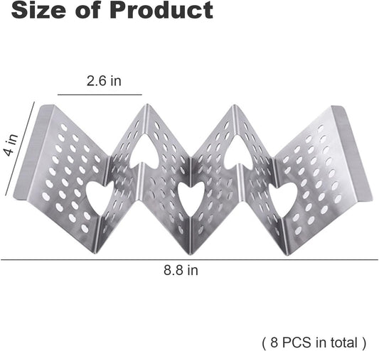 Taco Holders Taco Stand, 8 Packs Stainless Steel Taco Stand Rack Tray Hollow Corn Holders Can Hold 2 or 3 V1259-DP01-A-2595