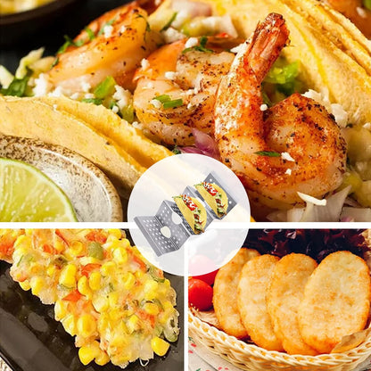 Taco Holders Taco Stand, 8 Packs Stainless Steel Taco Stand Rack Tray Hollow Corn Holders Can Hold 2 or 3 V1259-DP01-A-2595