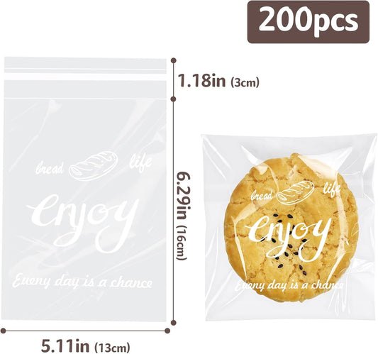 Clear Self Sealing Cellophane Bags, 5x7 Inch Cookie Treat Bags, 200 Pcs Resealable Cellophane Bag for V1259-DP01-A-2596