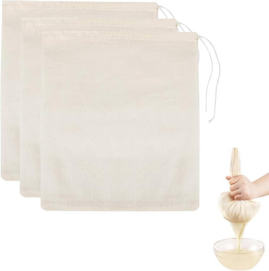Nut Milk Bags, 3 Pack Cheesecloth Bags Filter, 13.78 x 17.72 in, Unbleached Cotton Muslin Cloth Bags for V1259-DP01-A-2599