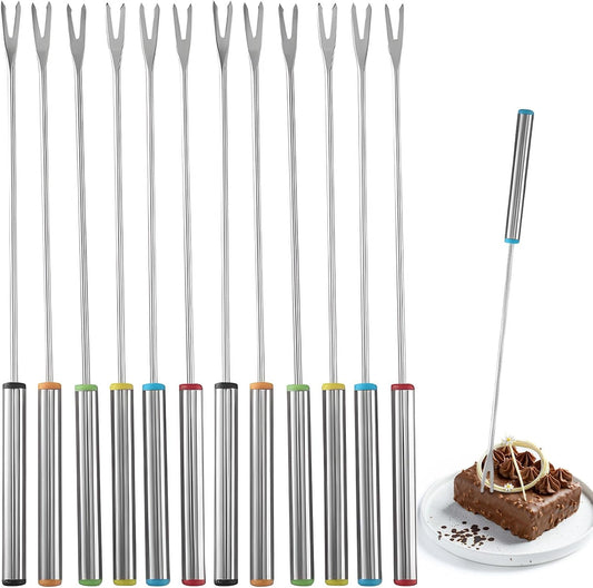 12 Pieces Fondue Forks, Stainless Steel Fondue Forks Roasting Sticks 24cm Fondue Skewers with Heat Resistant V1259-DP01-A-2606