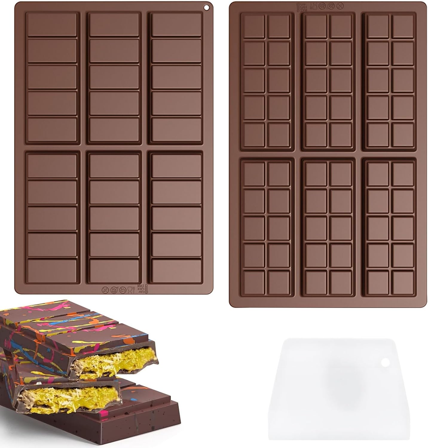 2 Pcs Chocolate Bar Mold, Easy Release Silicone Chocolate Molds, Food Grade Non-Stick Dubai Chocolate Mold V1259-DP01-A-2607