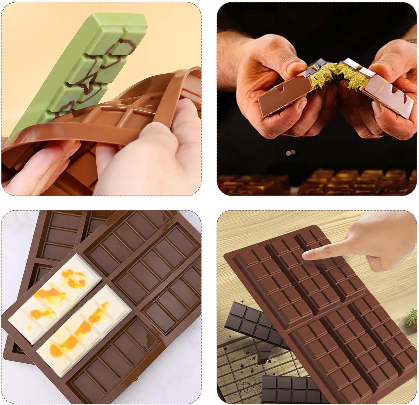 2 Pcs Chocolate Bar Mold, Easy Release Silicone Chocolate Molds, Food Grade Non-Stick Dubai Chocolate Mold V1259-DP01-A-2607