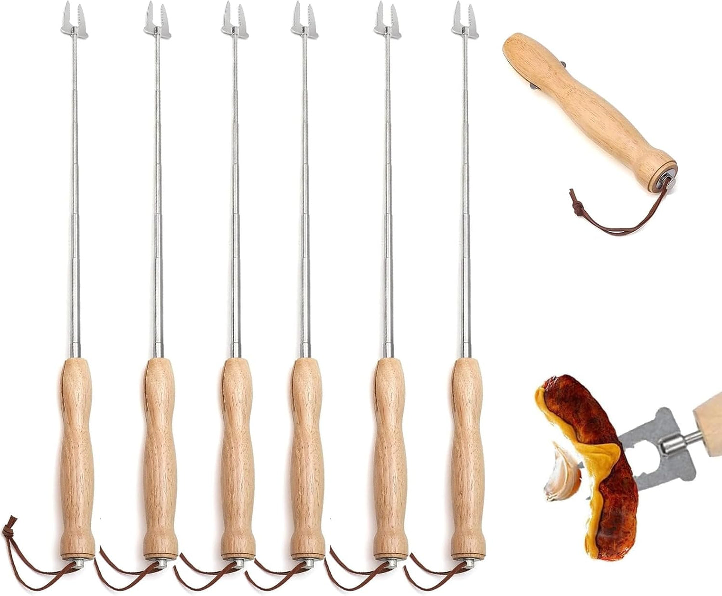 6 Pcs Marshmallow Roasting Sticks, 32 Inch Long Stainless Steel SmoresSticks Extendable Marshmallow Sticks V1259-DP01-A-2608