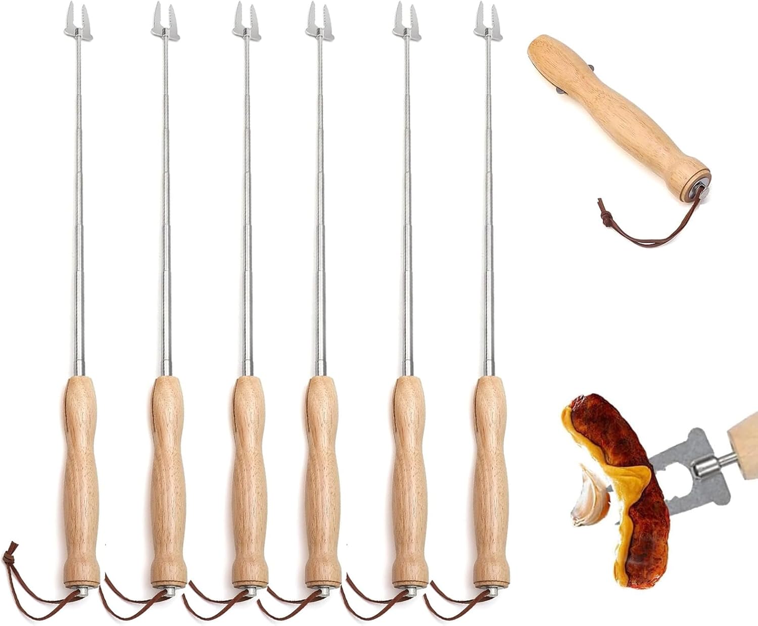 6 Pcs Marshmallow Roasting Sticks, 32 Inch Long Stainless Steel SmoresSticks Extendable Marshmallow Sticks V1259-DP01-A-2608