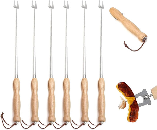 6 Pcs Marshmallow Roasting Sticks, 32 Inch Long Stainless Steel SmoresSticks Extendable Marshmallow Sticks V1259-DP01-A-2608
