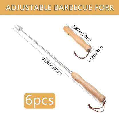 6 Pcs Marshmallow Roasting Sticks, 32 Inch Long Stainless Steel SmoresSticks Extendable Marshmallow Sticks V1259-DP01-A-2608