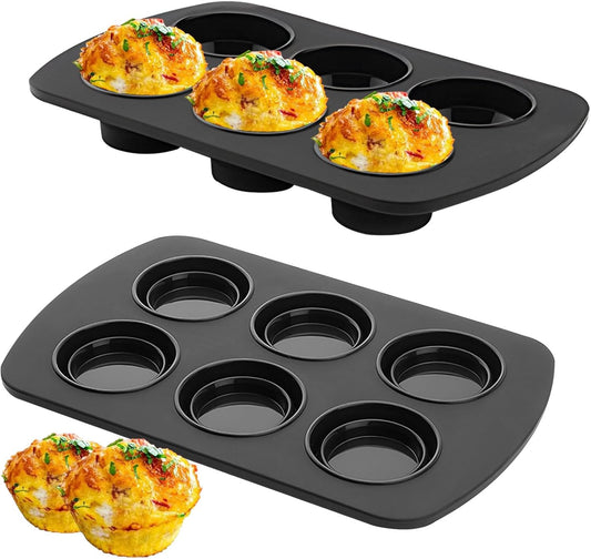Foldable Silicone Muffin Pan, 6 Cups Non-Stick Cupcake Pans, BPA Free Silicone Baking Tray, Food Grade Egg V1259-DP01-A-2610