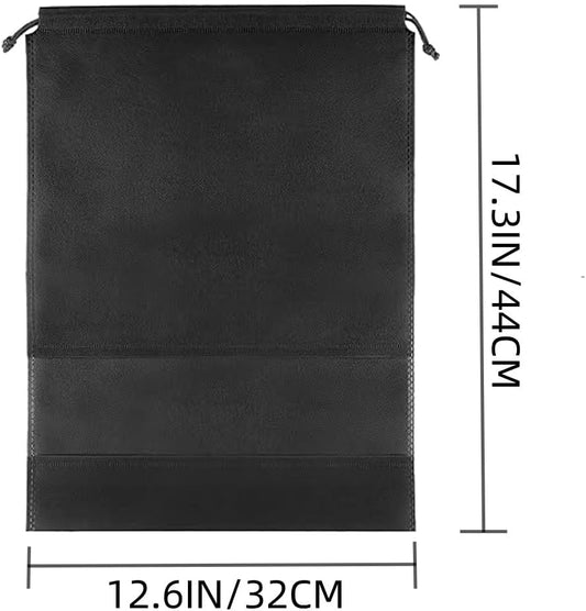 10-Pack Black Non-Woven Shoe Bags, 12.6"x17.3" Breathable Reusable Dustproof Storage Organizers for Travel, V1259-DP01-A-2616