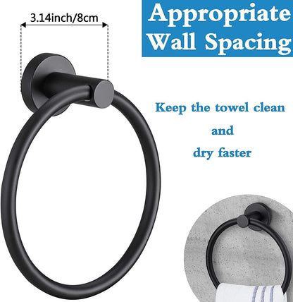 Hand Towel Ring, 304 Stainless Steel Towel Ring Hanging Round for Bathroom and Kitchen V1259-DP01-A-2617