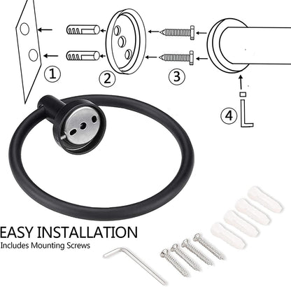 Hand Towel Ring, 304 Stainless Steel Towel Ring Hanging Round for Bathroom and Kitchen V1259-DP01-A-2617