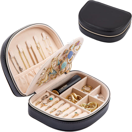 Travel Size Jewelry Box, Small Portable Seashell-shaped Jewelry Case, 2 Layer Mini Jewelry Organizer in PU V1259-DP01-A-2621