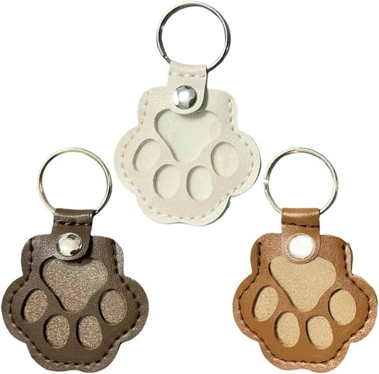 Pet Hair Storage Bag 3pcs Leather Cat Paw Keychain Portable Pet Hair Memorial Keepsake Keyring for Pet V1259-DP01-A-2622