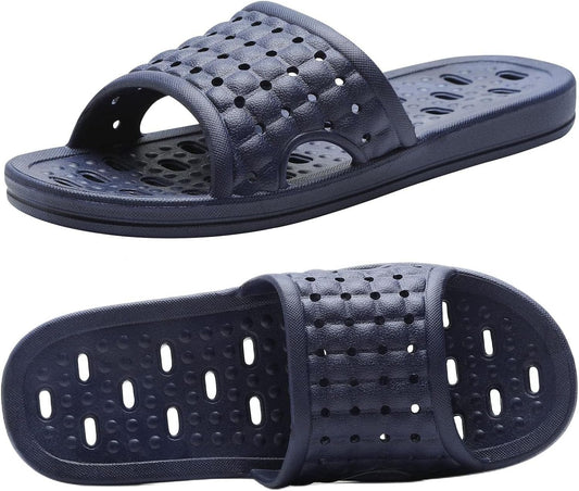 Quick Drying Shower Slippers non-slip Bathroom Slippers Drain Holes Shower Shoes for Women and Men Dorm pool V1259-DP01-A-2623