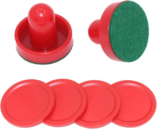 Air Hockey Pushers & Pucks Set, 60mm Mini Goal Handles Paddles Replacement Accessories for Game Tables - Red V1259-DP01-A-2626