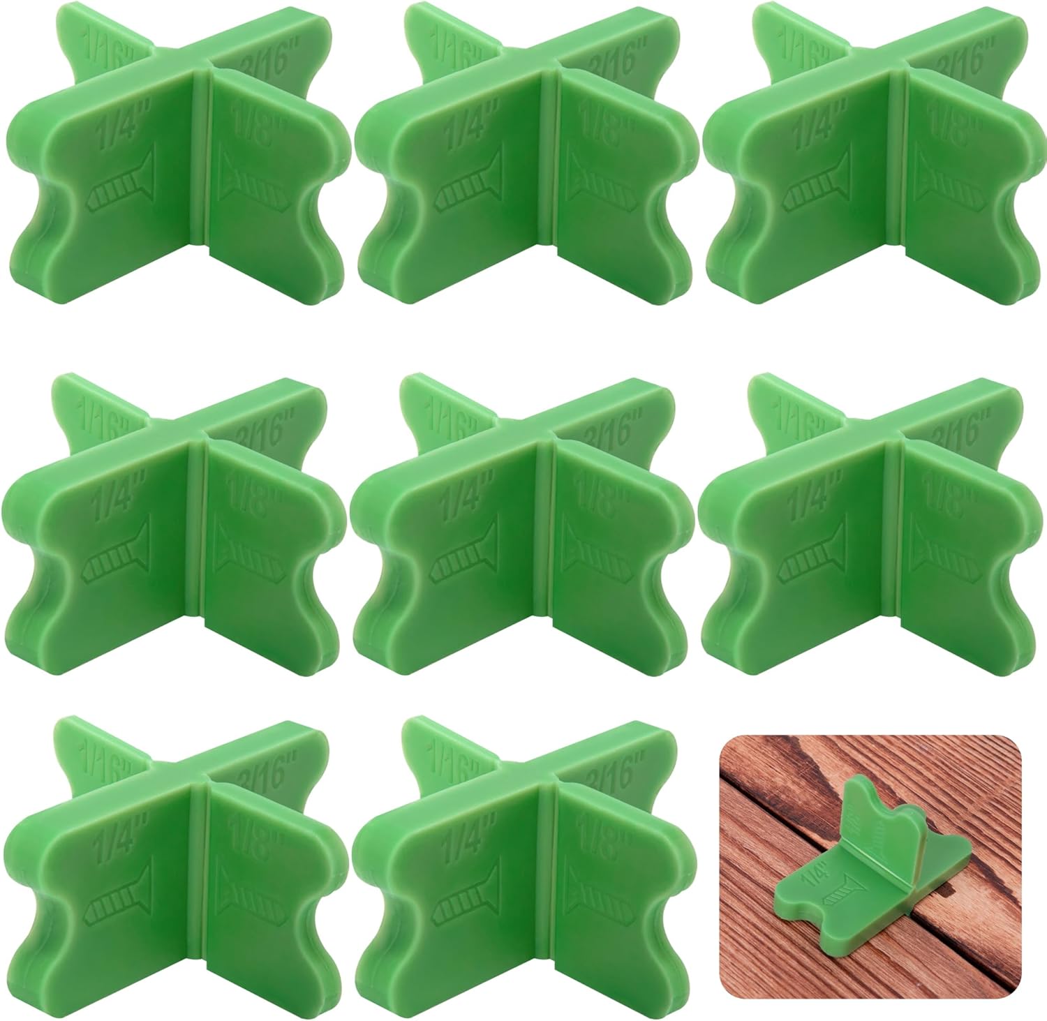 8 Pcs ABS Deck Spacer Tool,4 Thicknesses Deck Board Spacers(1/16", 1/8", 3/16", 1/4"),Deck Spacers Assorted V1259-DP01-A-2628