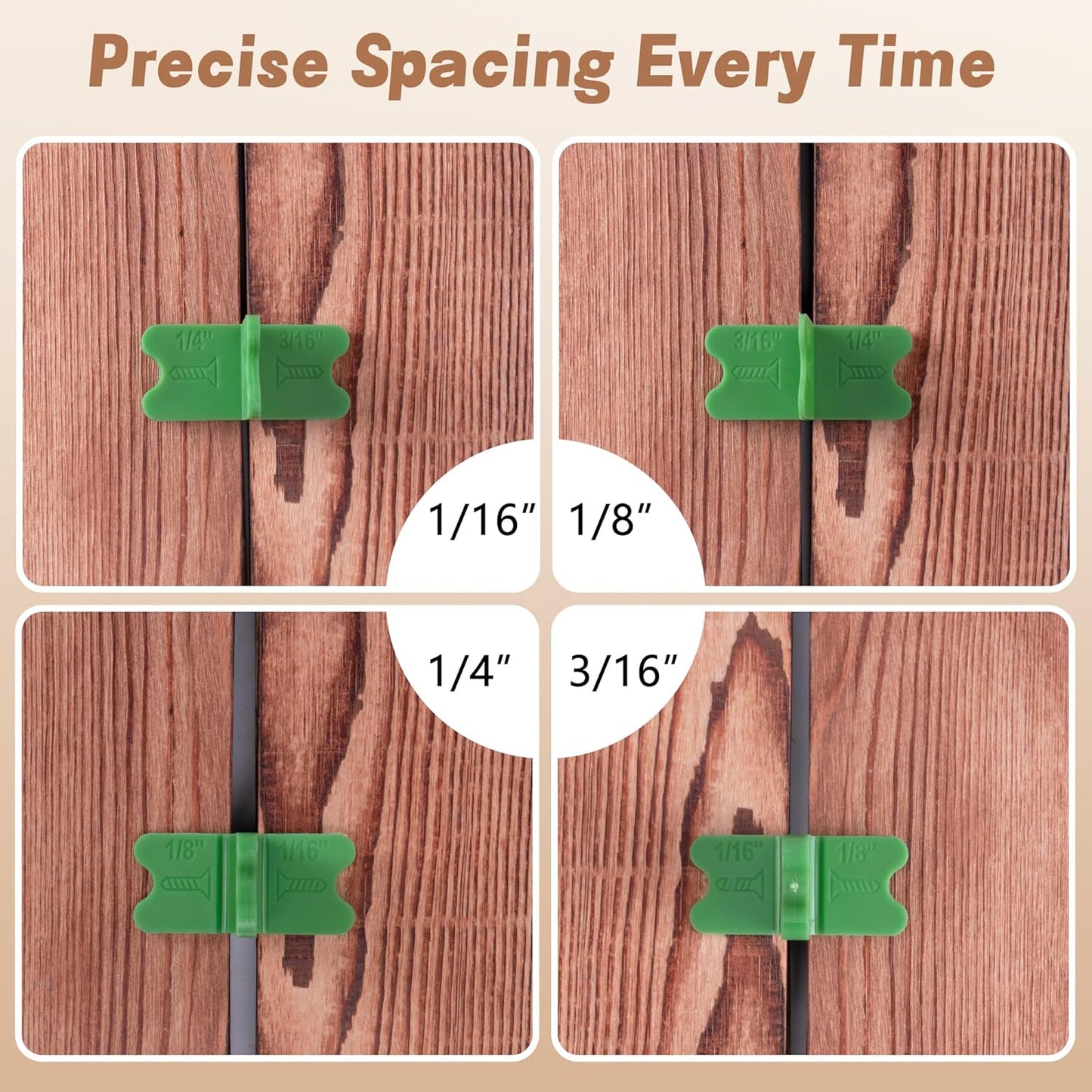 8 Pcs ABS Deck Spacer Tool,4 Thicknesses Deck Board Spacers(1/16", 1/8", 3/16", 1/4"),Deck Spacers Assorted V1259-DP01-A-2628