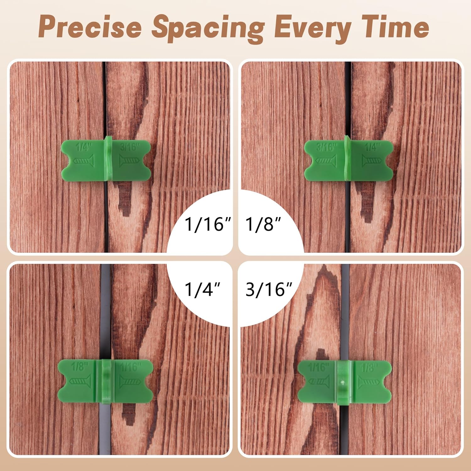 8 Pcs ABS Deck Spacer Tool,4 Thicknesses Deck Board Spacers(1/16", 1/8", 3/16", 1/4"),Deck Spacers Assorted V1259-DP01-A-2628